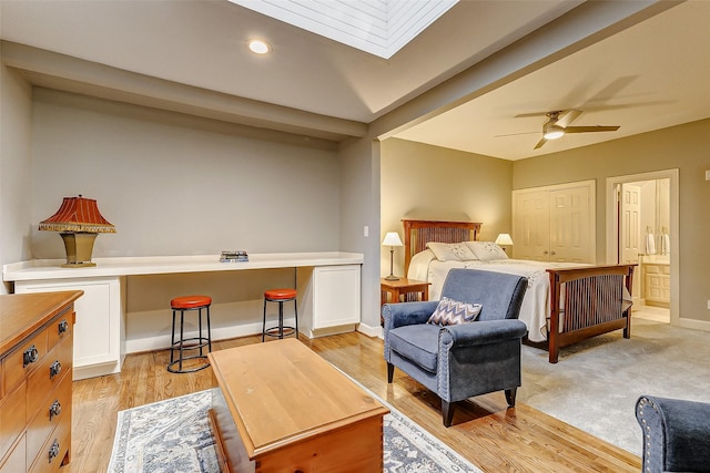 bedroom with light hardwood / wood-style flooring