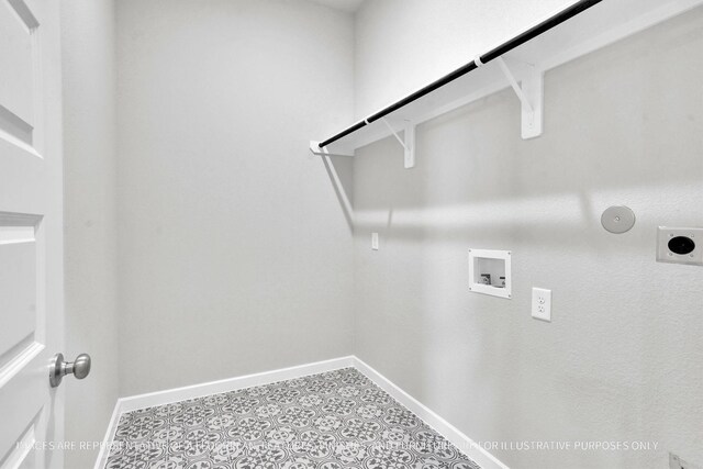 clothes washing area featuring hookup for a gas dryer, washer hookup, and hookup for an electric dryer