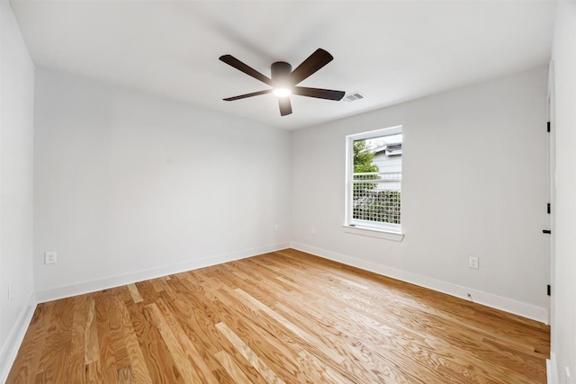 empty room featuring hardwood / wood-style floors and ceiling fan