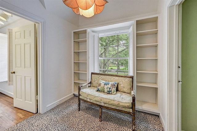 sitting room with hardwood / wood-style floors