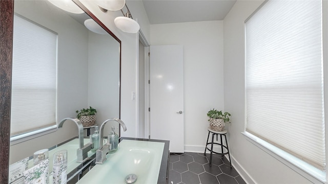 bathroom featuring vanity and tile patterned flooring