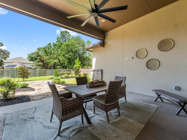 view of patio / terrace featuring ceiling fan