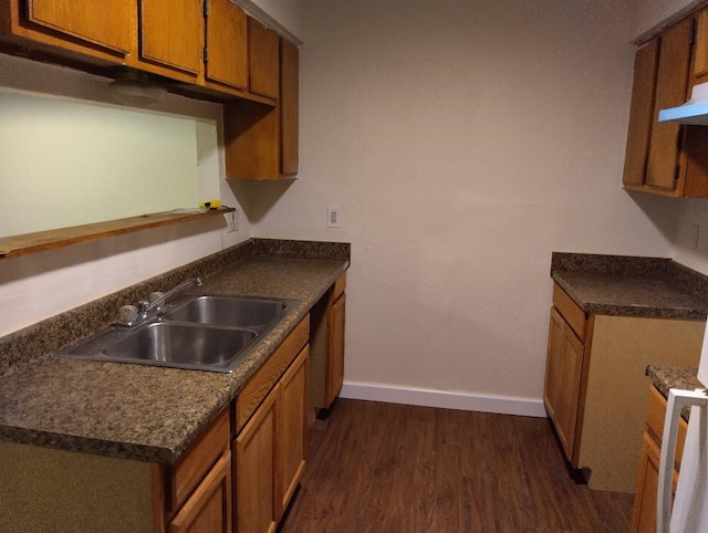 kitchen featuring dark hardwood / wood-style flooring and sink