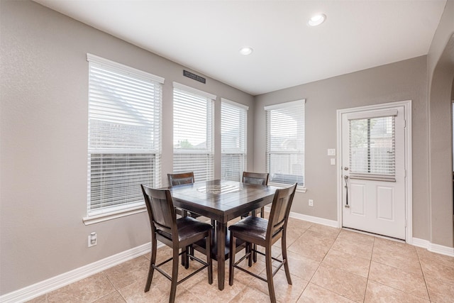 view of tiled dining area