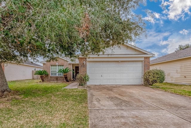 view of front of home featuring a garage and a front lawn