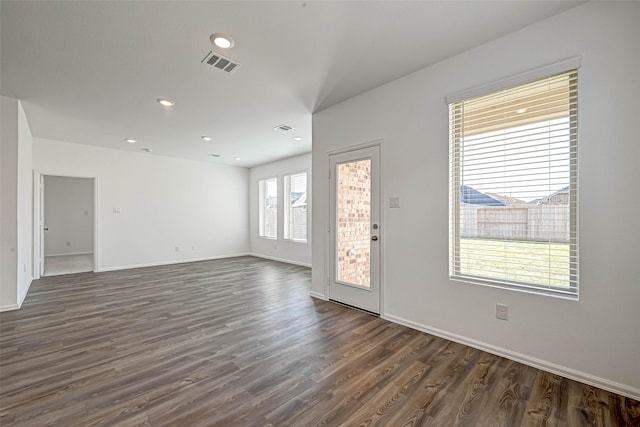 foyer featuring dark wood-type flooring