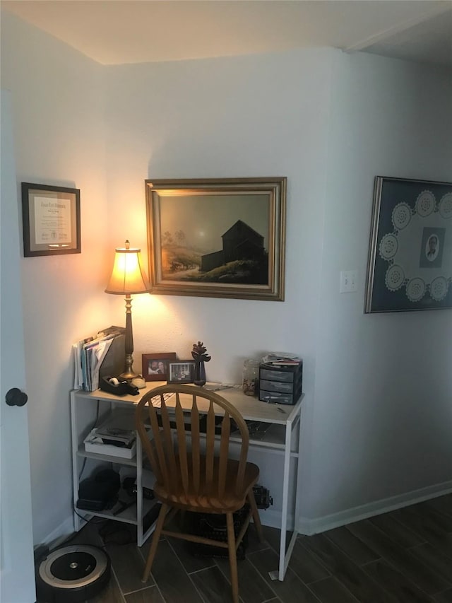 office space featuring dark hardwood / wood-style flooring