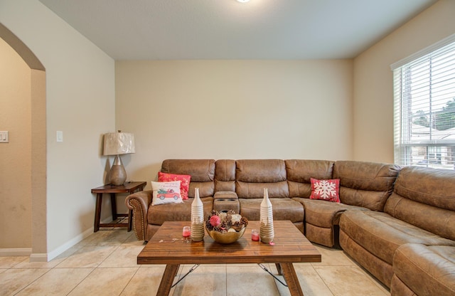 view of tiled living room