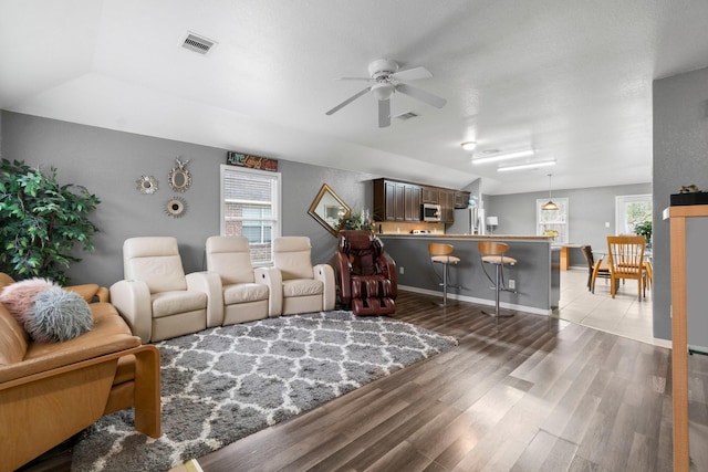 518 Lovers Ln, Dayton, TX 77535 - living room featuring light hardwood / wood-style flooring and ceiling fan