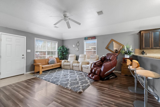 518 Lovers Ln, Dayton, TX 77535 - living room with hardwood / wood-style floors and ceiling fan