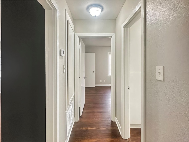 corridor featuring dark hardwood / wood-style flooring