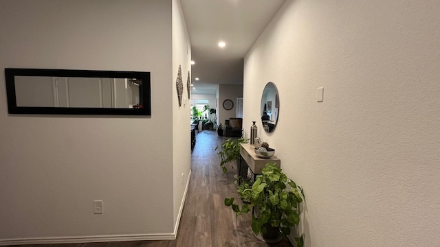 corridor featuring dark hardwood / wood-style floors