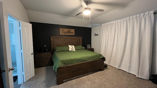 bedroom with carpet flooring and ceiling fan