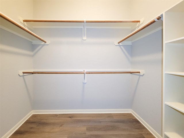 walk in closet with wood-type flooring