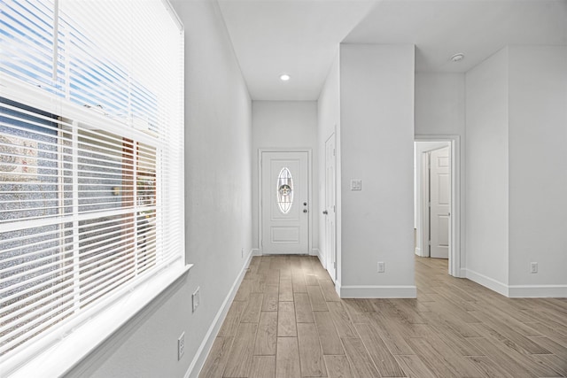 entrance foyer featuring light hardwood / wood-style flooring and a wealth of natural light