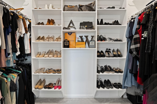 spacious closet featuring carpet flooring