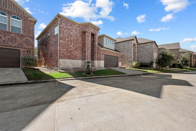 exterior space with a garage