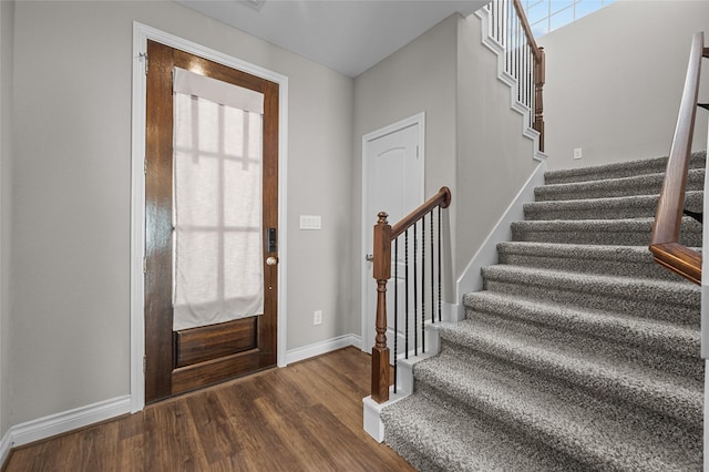 entrance foyer featuring dark wood-type flooring