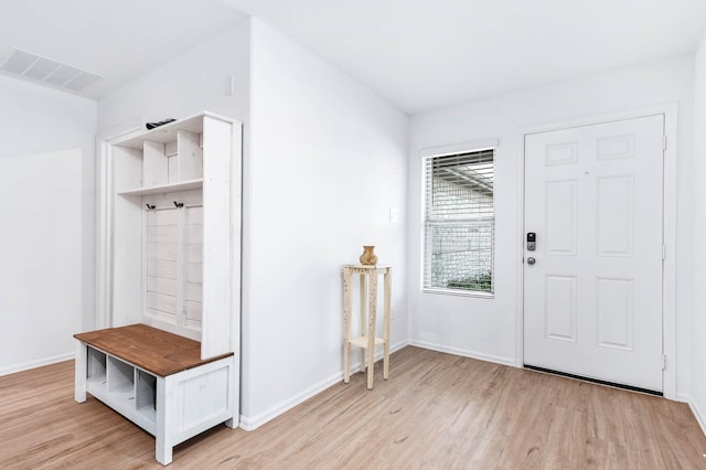 mudroom with light wood-type flooring