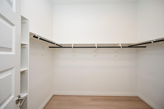 spacious closet with light hardwood / wood-style flooring