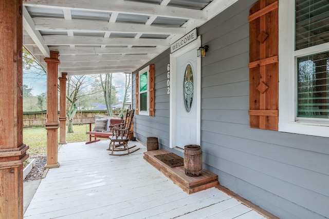 wooden deck with a porch