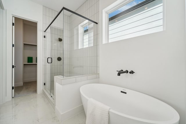 bathroom with plus walk in shower