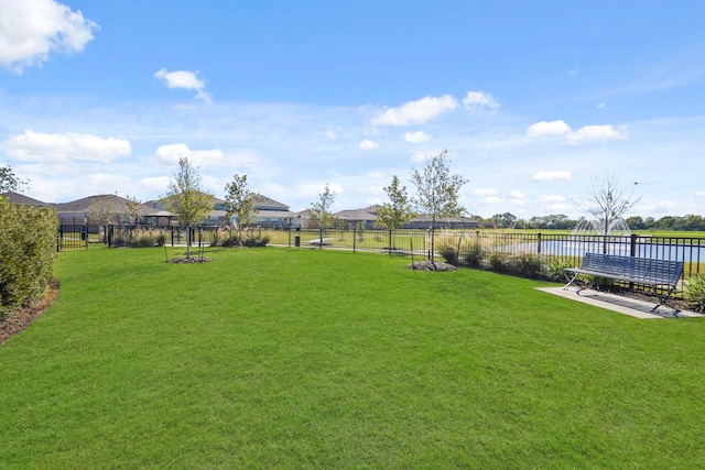 view of yard with a water view