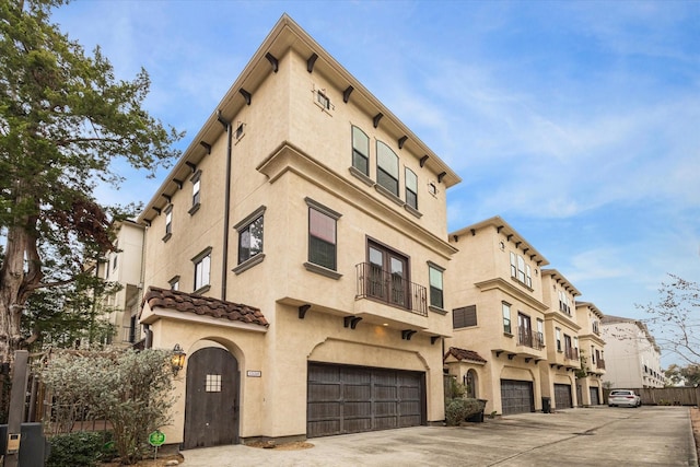 view of building exterior with a garage