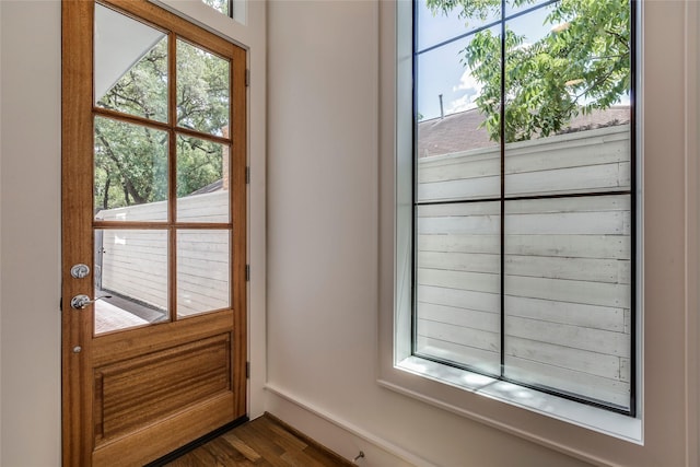 entryway with dark hardwood / wood-style floors