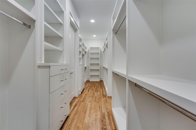 spacious closet featuring light wood-type flooring