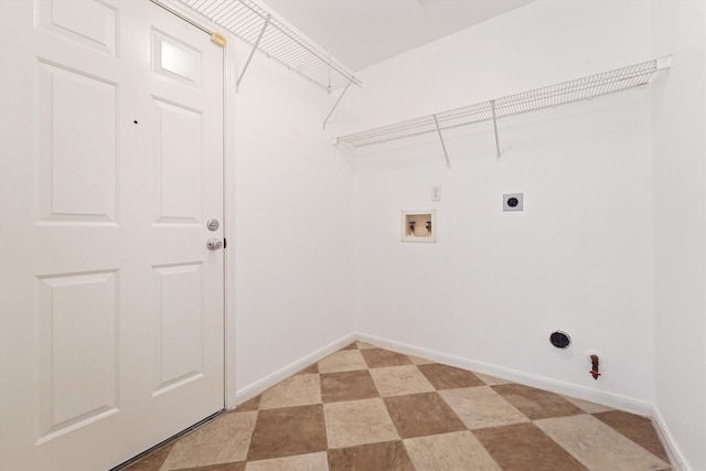 laundry room featuring gas dryer hookup, washer hookup, and electric dryer hookup