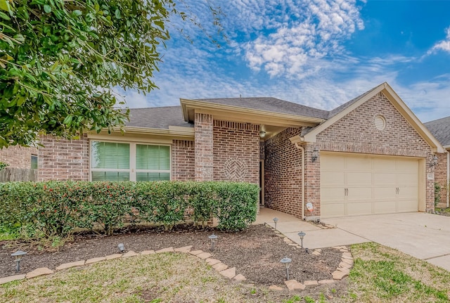 single story home with a garage