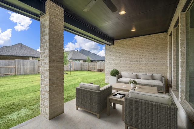 view of patio with an outdoor hangout area