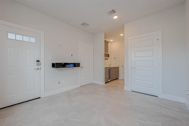 interior space featuring beverage cooler