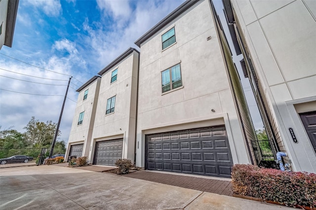 exterior space with a garage