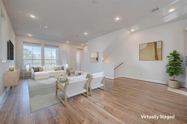 living room featuring light hardwood / wood-style flooring