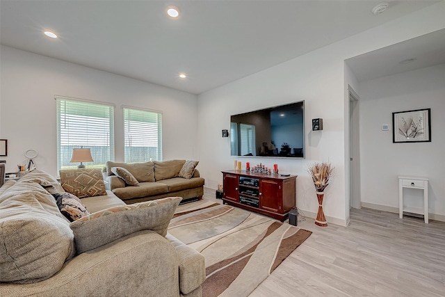 living room featuring light hardwood / wood-style flooring