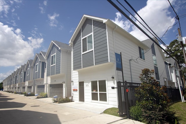 exterior space with a garage