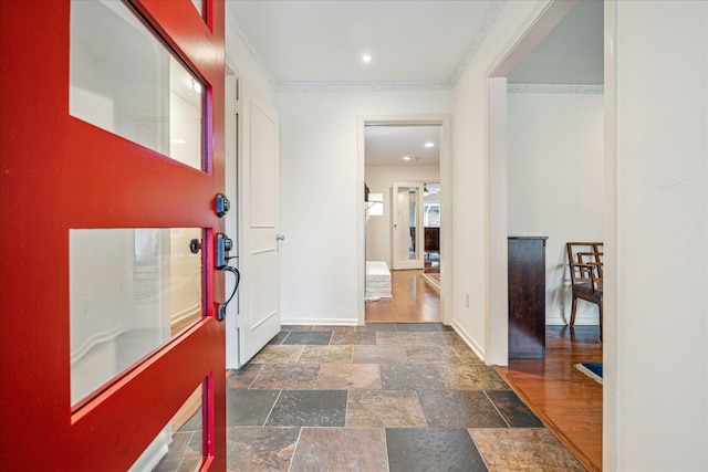 foyer entrance with ornamental molding