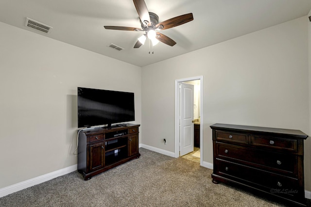 interior space featuring ceiling fan