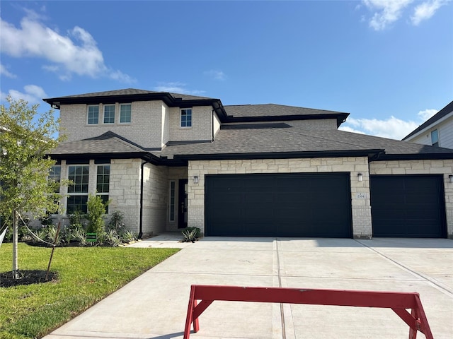 2364 Seaglass Terrace Dr, Katy, TX 77493 - view of front facade with a garage, concrete driveway, roof with shingles, and a front lawn