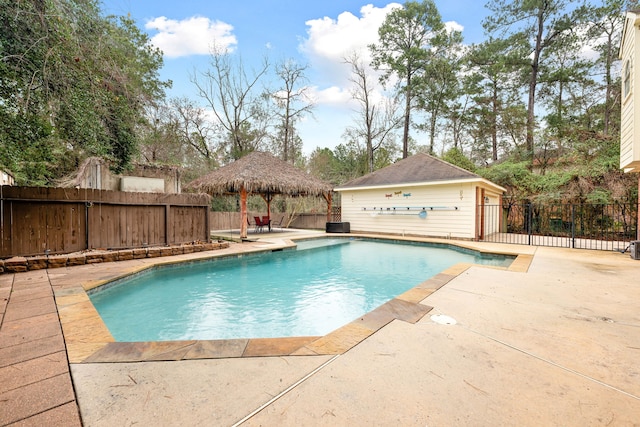 view of pool with a gazebo and a patio area