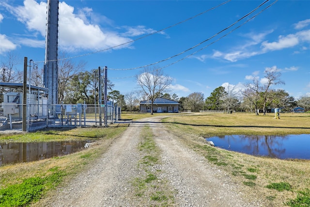 view of street featuring a water view