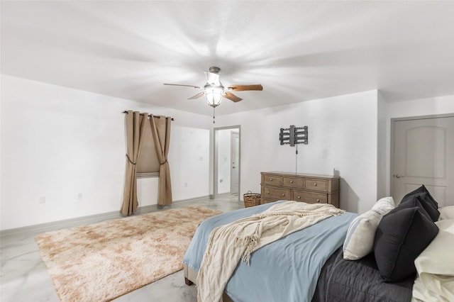 bedroom featuring ceiling fan