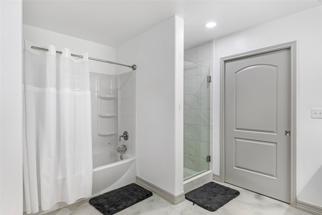 bathroom featuring shower / bathtub combination with curtain