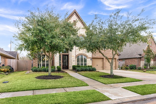 view of front of home featuring a garage and a front yard