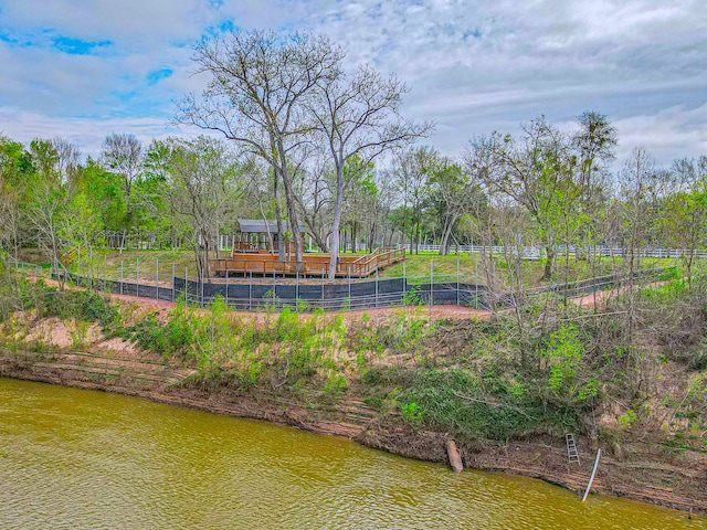 view of yard with a water view