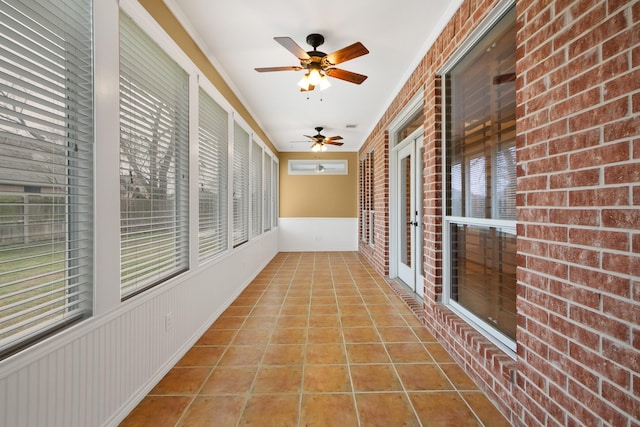 view of unfurnished sunroom