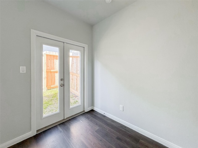 doorway to outside with dark hardwood / wood-style floors, a wealth of natural light, and french doors