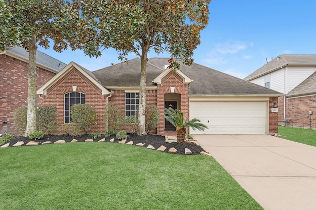 view of front of house featuring a garage and a front yard